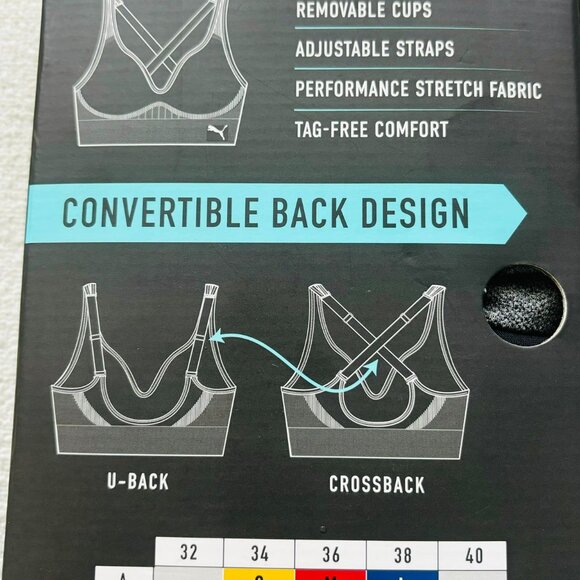 Puma Ladies’ Seamless Sports Bra, 2 Pack, Convertible  , Black /Gray, S,M,L,XL - Picture 16 of 16